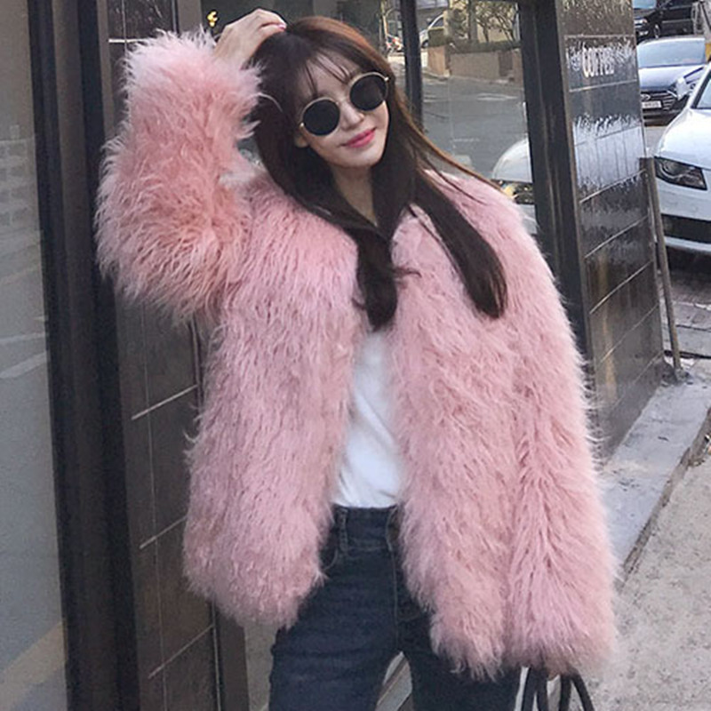 Women's Solid Color Short Faux Shearling Fur Coat 5 Women's Solid Color Short Faux Shearling Fur Coat - Image 5