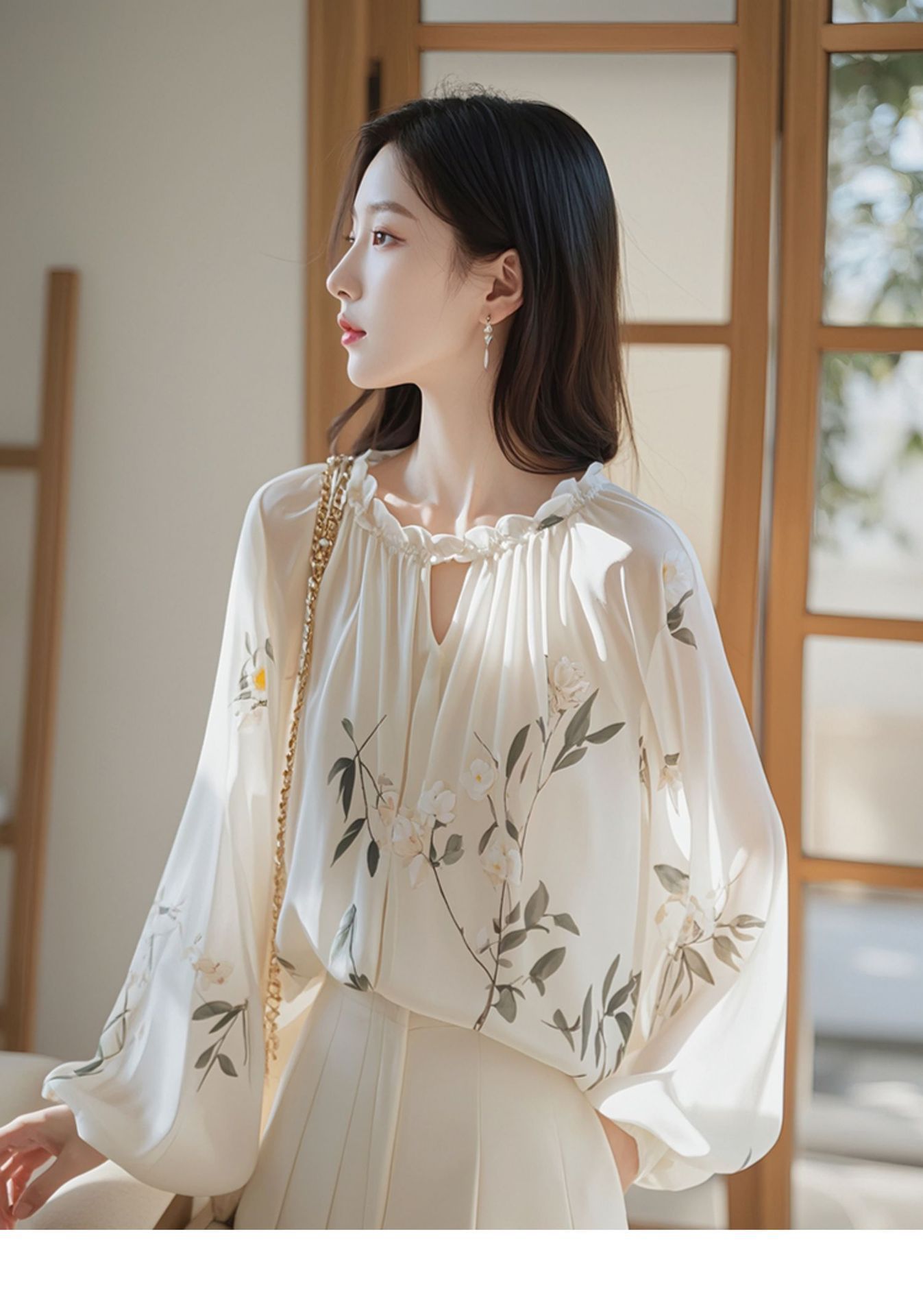 Loose-fitting Long-sleeve Floral Mini Shirt For Women 3 Loose-fitting Long-sleeve Floral Mini Shirt For Women - Image 3
