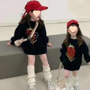 Spring And Autumn Mother-daughter Matching Outfit Western Style Girl's Cardigan Sweater Coat Wide Leg Pants Suit