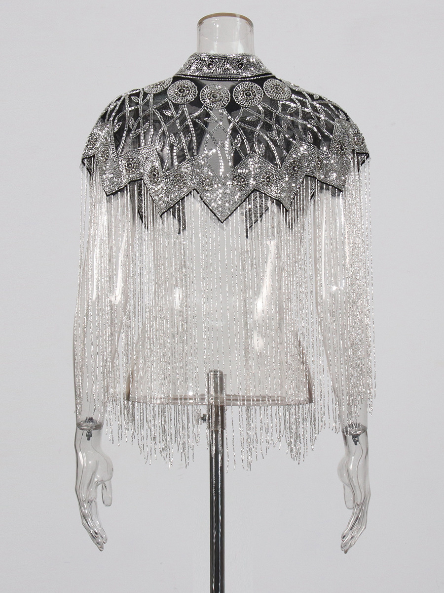 Heavy-duty Beaded Tassel Design Shawl Coat 5 Heavy-duty Beaded Tassel Design Shawl Coat - Image 5