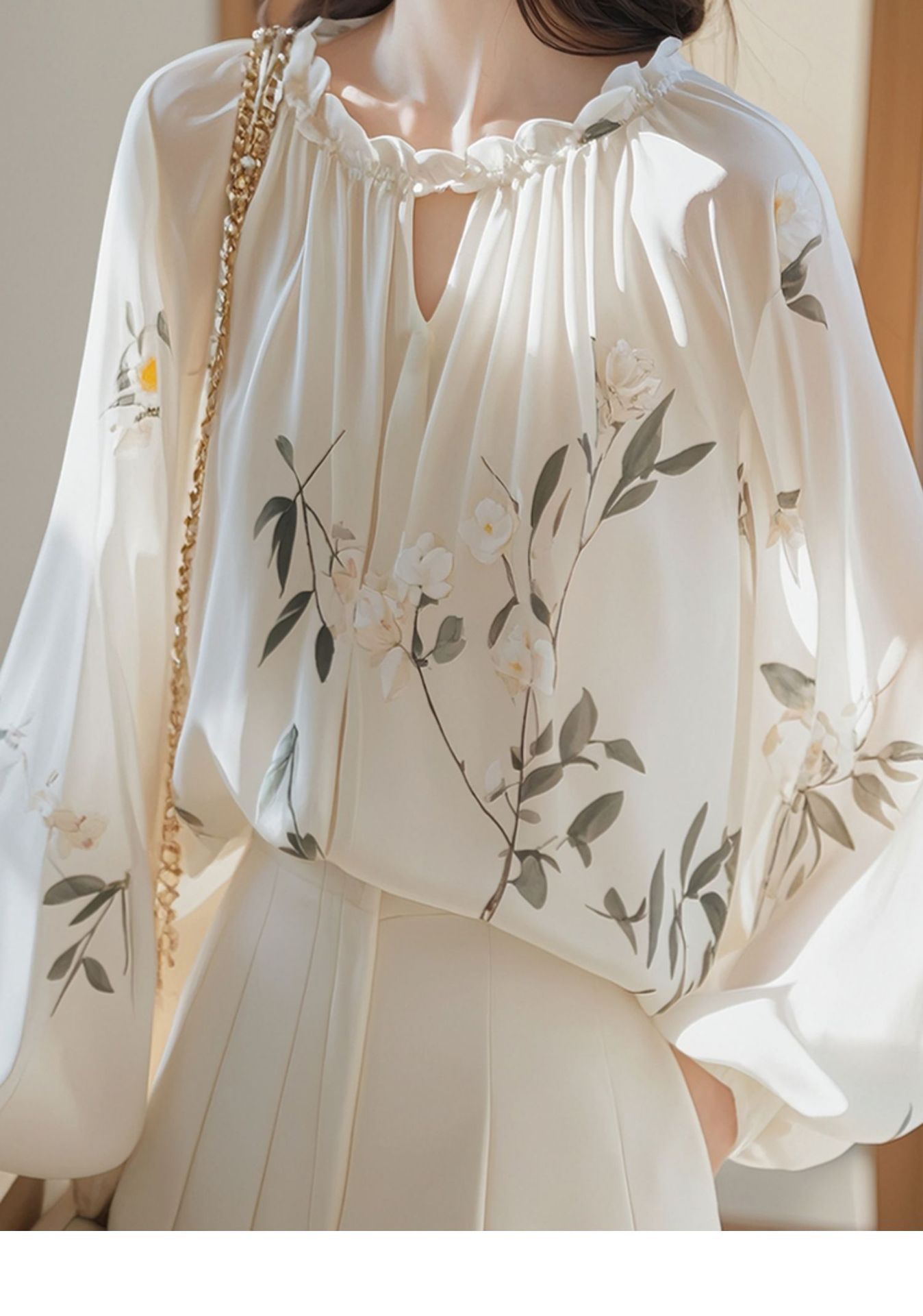 Loose-fitting Long-sleeve Floral Mini Shirt For Women 4 Loose-fitting Long-sleeve Floral Mini Shirt For Women - Image 4