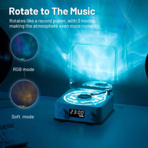 Retro Turntable Bluetooth Speaker – Wireless 5.0 Stereo with RGB Light Projection