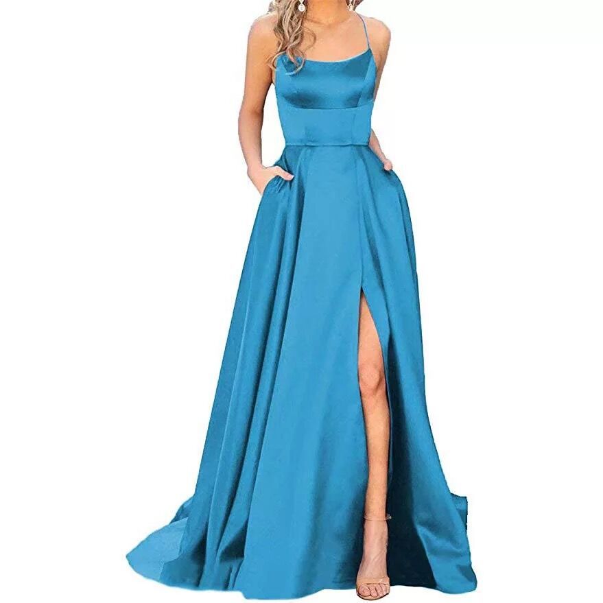 Solid Color Long Slimming And Shoulder Hollow Girlfriends Fashion Bridesmaid Party Dress 3 Solid Color Long Slimming And Shoulder Hollow Girlfriends Fashion Bridesmaid Party Dress - Image 3