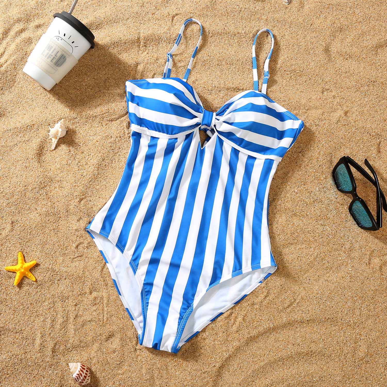 Parent-child Bikini Blue And White Stripe Swimsuit 5 Parent-child Bikini Blue And White Stripe Swimsuit - Image 5