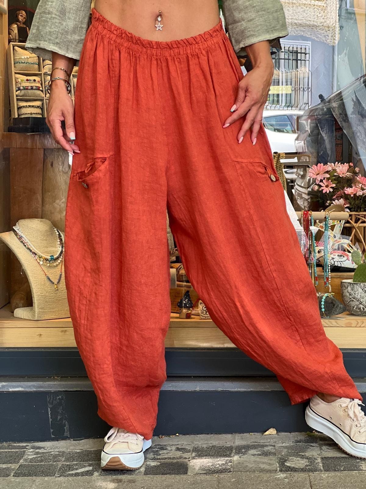 AutumnWinter Cotton-Linen Womens Long Solid-Color Pockets Loose Pants 9 AutumnWinter Cotton-Linen Womens Long Solid-Color Pockets Loose Pants - Image 9