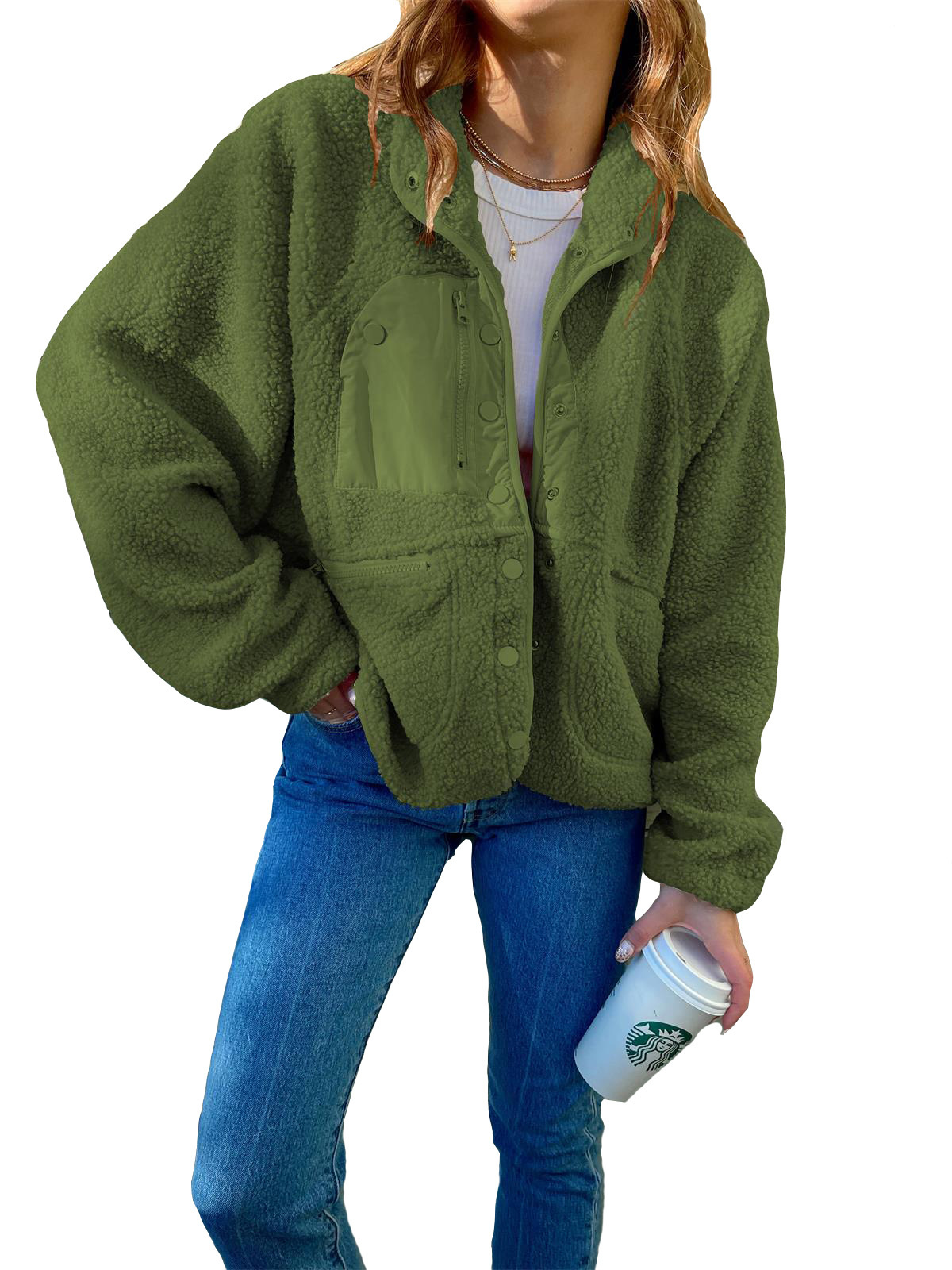 Short Cardigan Plush Jacket Lamb Wool Coat 5 Short Cardigan Plush Jacket Lamb Wool Coat - Image 5