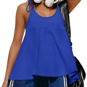 Fisoew Womens Workout Tank Tops Sleeveless Scoop Neck Racerback Loose Summer Active Running Gym Babydoll Shirts