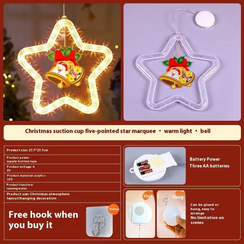 Christmas Pendant Decoration Christmas Atmosphere Led Lights Led Christmas Star Light Decoration For Window Door For Holiday 8 Christmas Pendant Decoration Christmas Atmosphere Led Lights Led Christmas Star Light Decoration For Window Door For Holiday - Image 8
