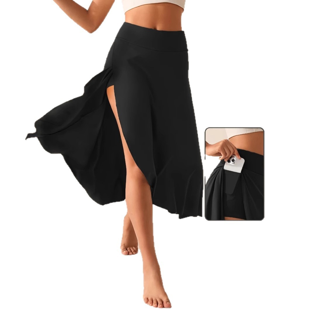 Elegant Flowing Solid-Colored Midi Skirt With Ruffle Trim 9 Elegant Flowing Solid-Colored Midi Skirt With Ruffle Trim - Image 9