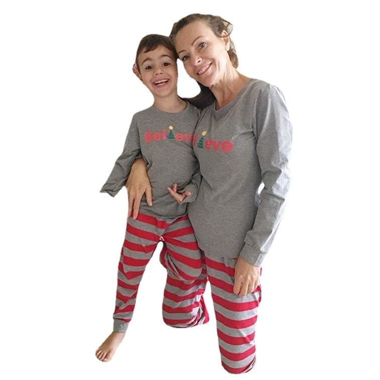 Stripe Long Sleeve Printed Parent-child Dress 2 Stripe Long Sleeve Printed Parent-child Dress - Image 2