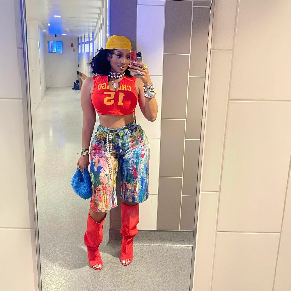 Fashionable Casual Straight-leg Pants Painted Shorts 1 Fashionable Casual Straight-leg Pants Painted Shorts