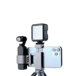 Pocket Action Camera Mount with Dual Cold Shoe & Metal Phone Clip