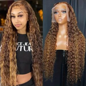 Water Wave Lace Front Human Hair Wig – Deep Water Wave Frontal Wig for Women, Natural Hairline, Premium Virgin Hair