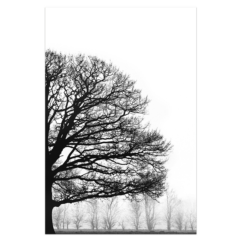 Black And White Winter Trees Modern Sofa Background Wall Decorative Painting 4 Black And White Winter Trees Modern Sofa Background Wall Decorative Painting - Image 4