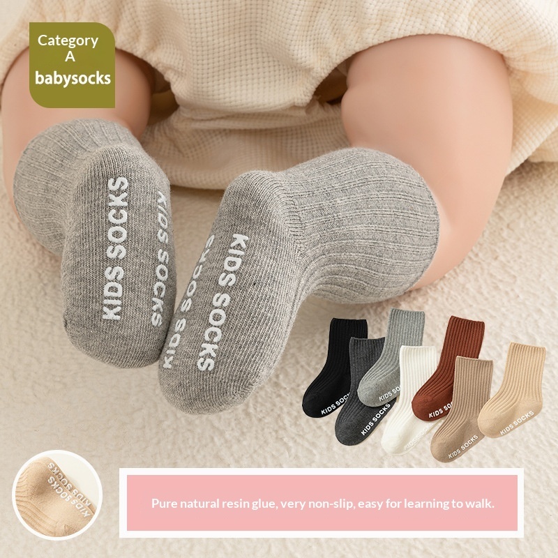 Infant And Toddler Cotton Double-Needle Glued Anti-Slip Socks 1 Infant And Toddler Cotton Double-Needle Glued Anti-Slip Socks