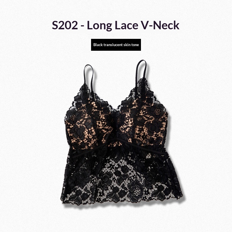 Lace Floral Camisole Mesh Top With Built-in Pads Sexy Slim-Fit Minimalist Base Layer 9 Lace Floral Camisole Mesh Top With Built-in Pads Sexy Slim-Fit Minimalist Base Layer - Image 9