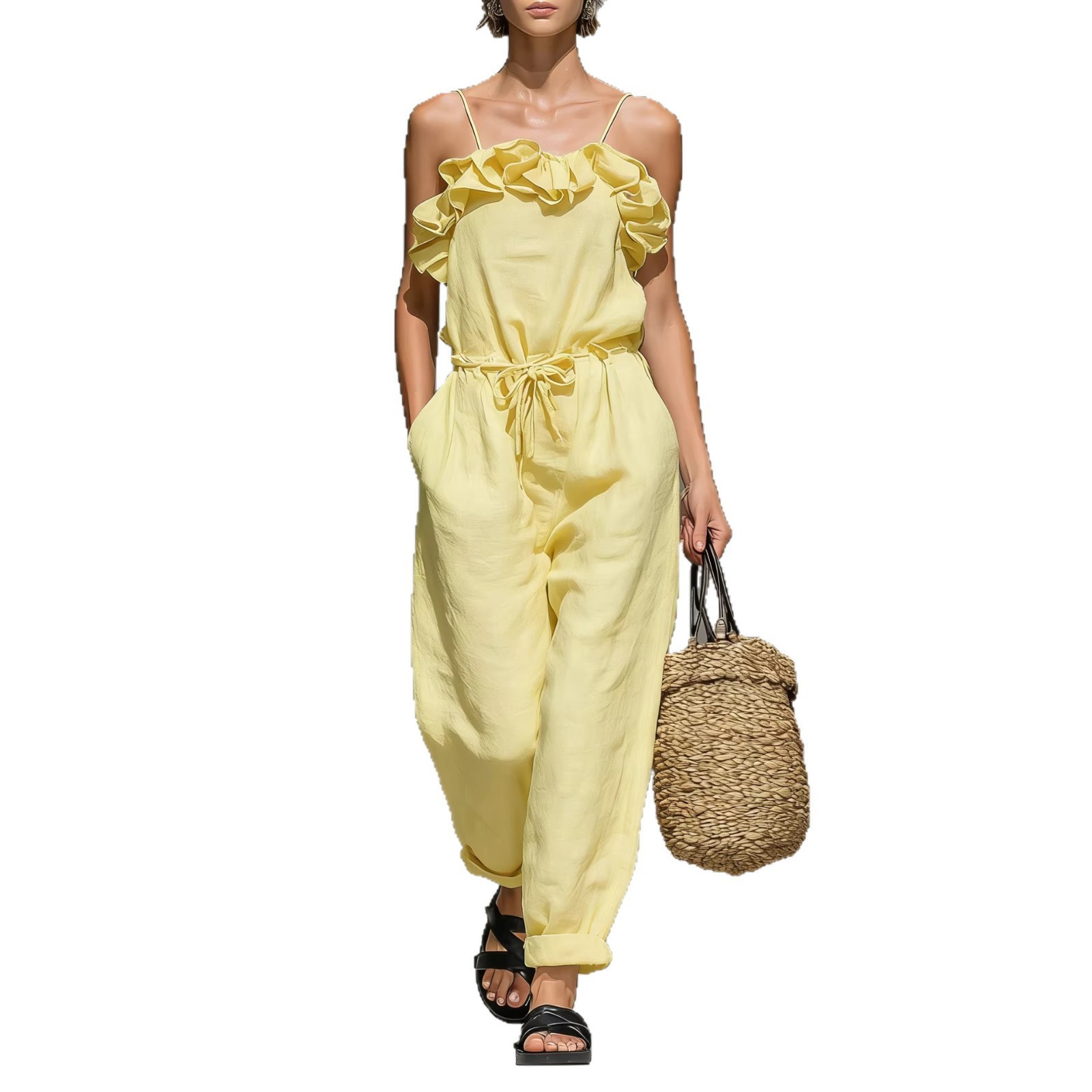 Women's Off-Shoulder Ruffled Wide-Leg Jumpsuit 5 Women's Off-Shoulder Ruffled Wide-Leg Jumpsuit - Image 5