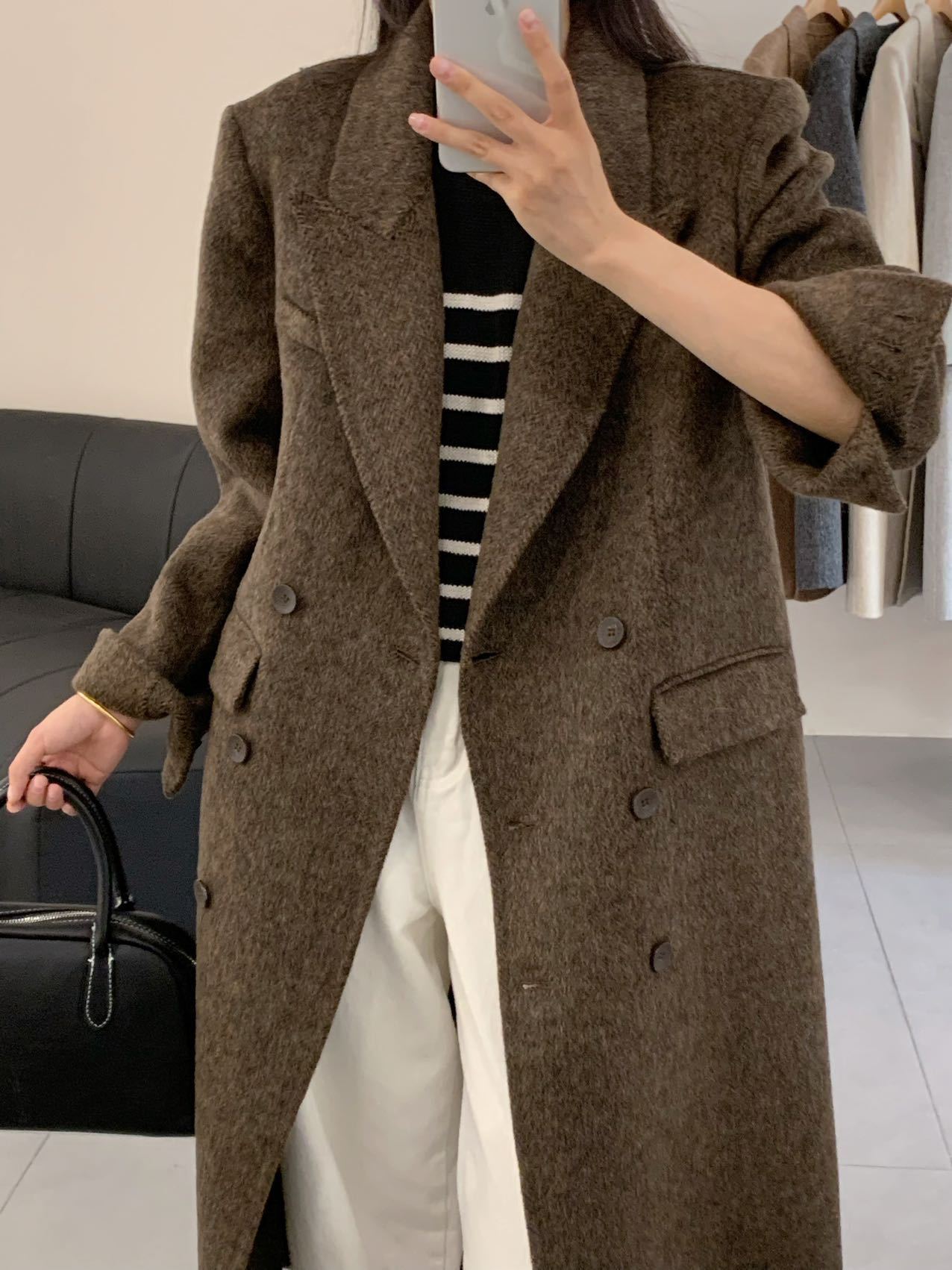 Above-the-knee Long Double-faced Wool Coat For Women 3 Above-the-knee Long Double-faced Wool Coat For Women - Image 3