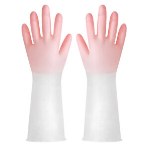 Dishwashing Gloves In Translucent White Made From Cleaning-grade Rubber With A Non-slip Design