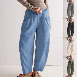 Spring New Arrival Cotton-Linen Solid-Color Fashionable Casual Loose Womens Pants