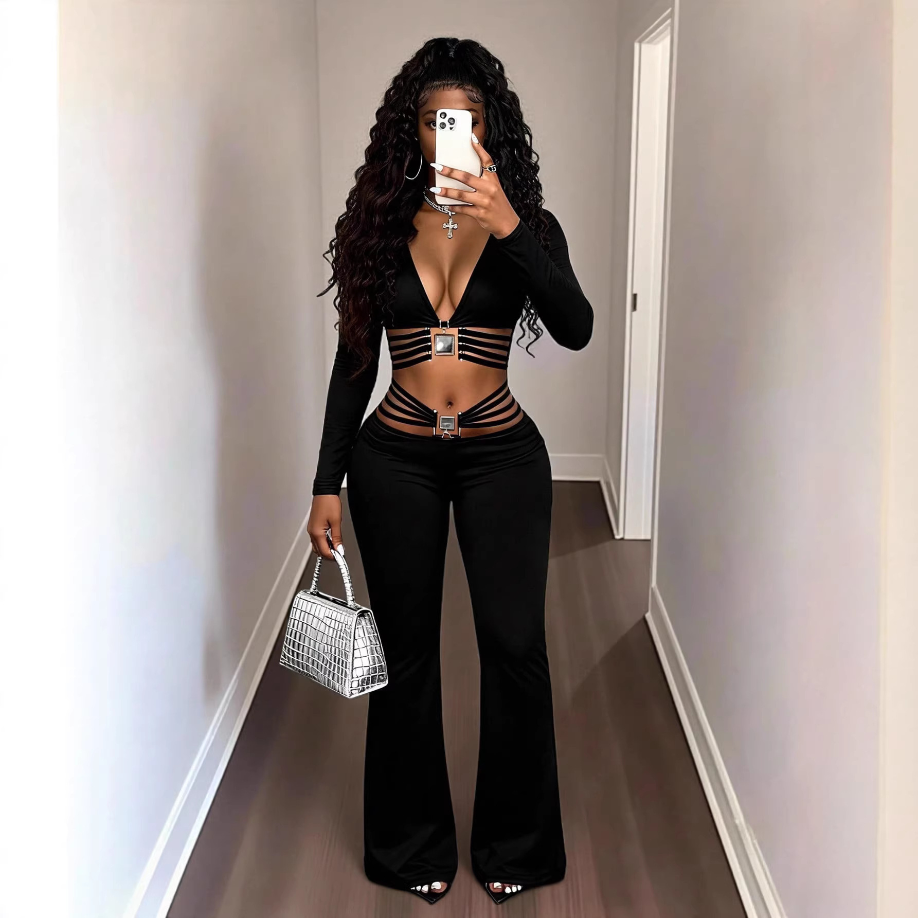 Black High-waist Flared Pants With Tummy-control And Butt-lifting Features 3 Black High-waist Flared Pants With Tummy-control And Butt-lifting Features - Image 3