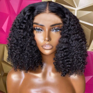 Sunper Queen Short Bob Wig – Jerry Curly Human Hair Wig for Women, Natural Volume Short Style
