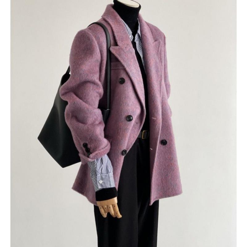 Women's Solid-Color Short Loose-Fit Double-Faced Cashmere Coat 10 Women's Solid-Color Short Loose-Fit Double-Faced Cashmere Coat - Image 10