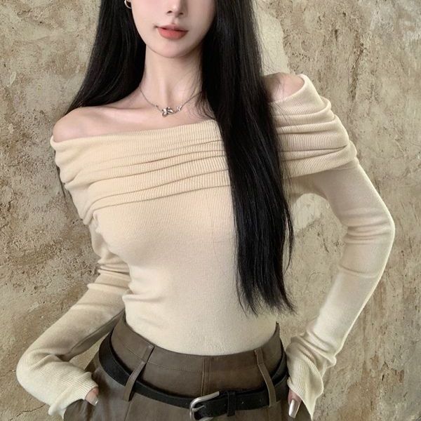 Off-shoulder Clavicle-knitted Sweater For Women 3 Off-shoulder Clavicle-knitted Sweater For Women - Image 3