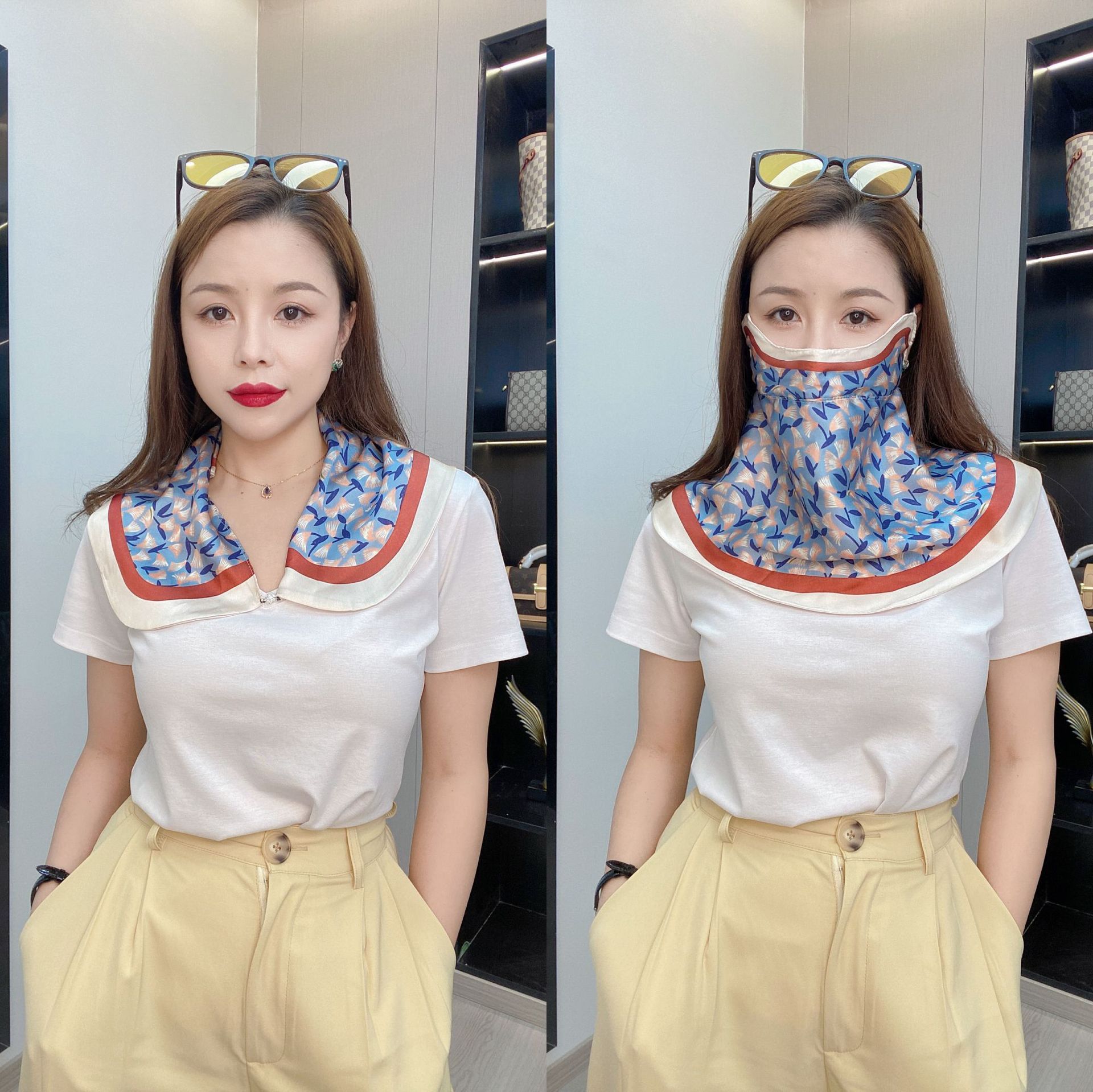 Female Printed Breathable Eye Corner Protection Summer Sunscreen Mask 2 Female Printed Breathable Eye Corner Protection Summer Sunscreen Mask - Image 2