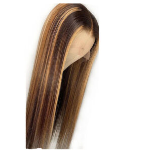 Piano Color Human Hair T-Part Wig – Real Hair T-Shaped Headgear, Natural Highlight Straight Wig for Women