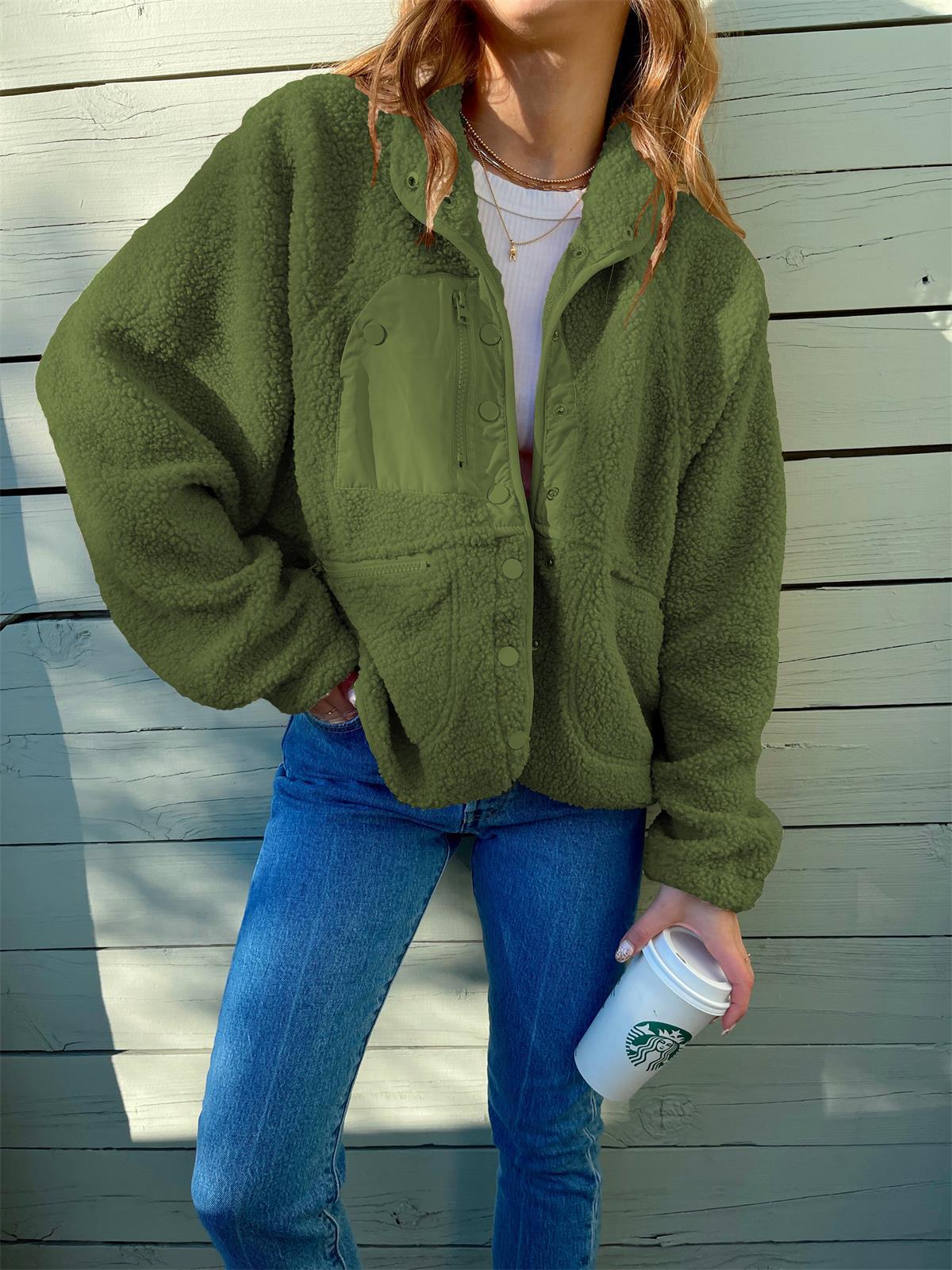 Short Cardigan Plush Jacket Lamb Wool Coat 7 Short Cardigan Plush Jacket Lamb Wool Coat - Image 7