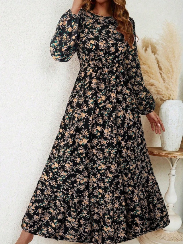 Vintage Print Long-sleeve Dress 5 Vintage Print Long-sleeve Dress - Image 5