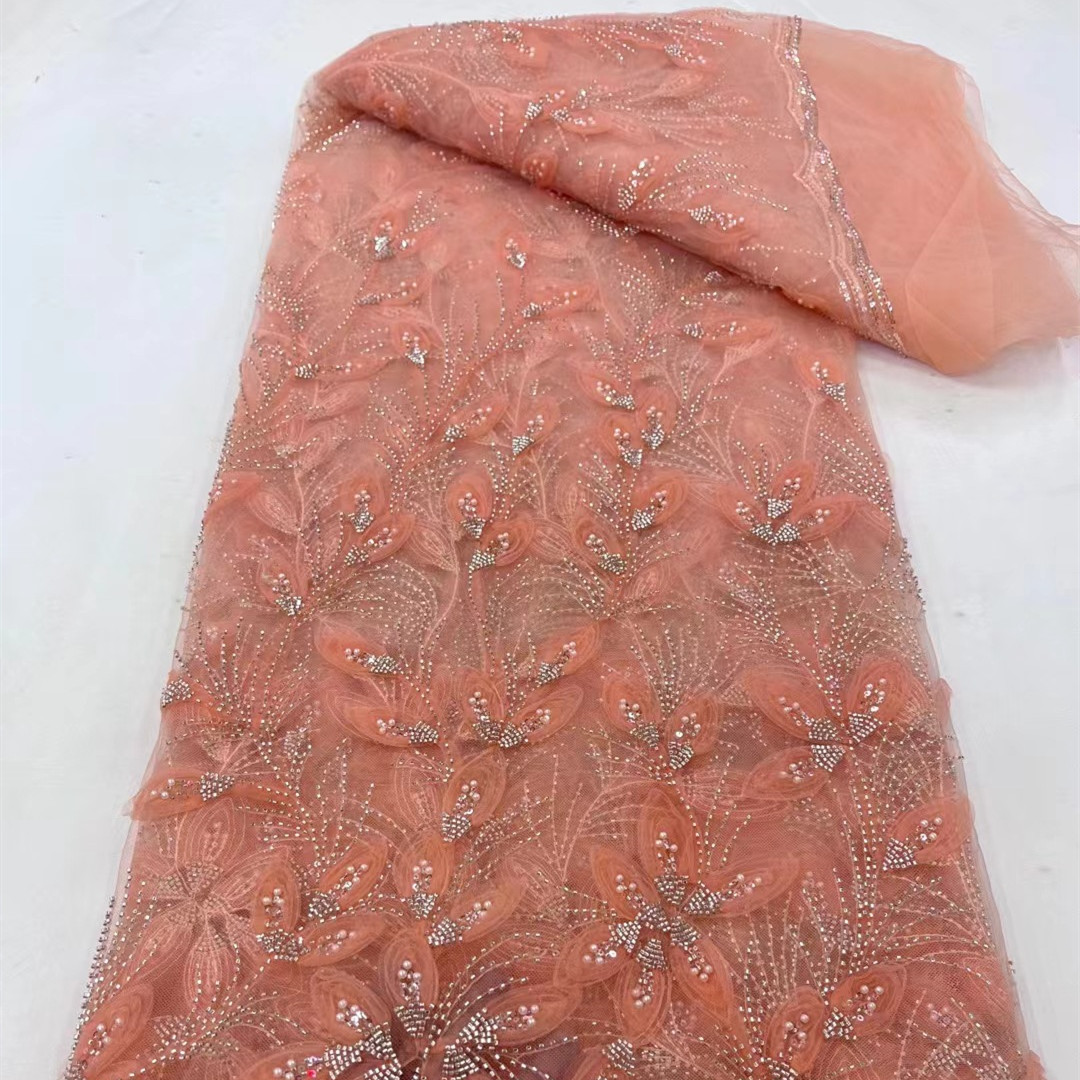 Ribbon Flower Beaded Tulle Lace Fabric Cocktail Party Occasion Evening Dress Embroidered Cloth Lace 1 Ribbon Flower Beaded Tulle Lace Fabric Cocktail Party Occasion Evening Dress Embroidered Cloth Lace