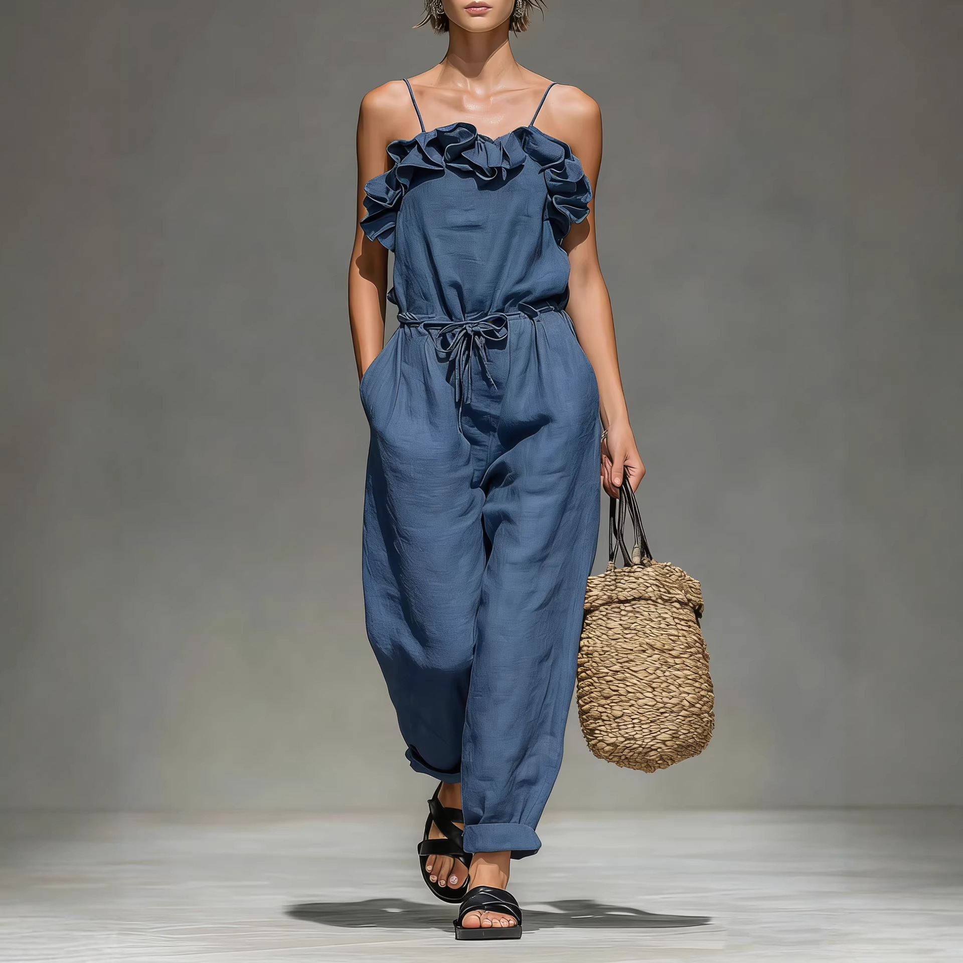 Women's Off-Shoulder Ruffled Wide-Leg Jumpsuit 6 Women's Off-Shoulder Ruffled Wide-Leg Jumpsuit - Image 6