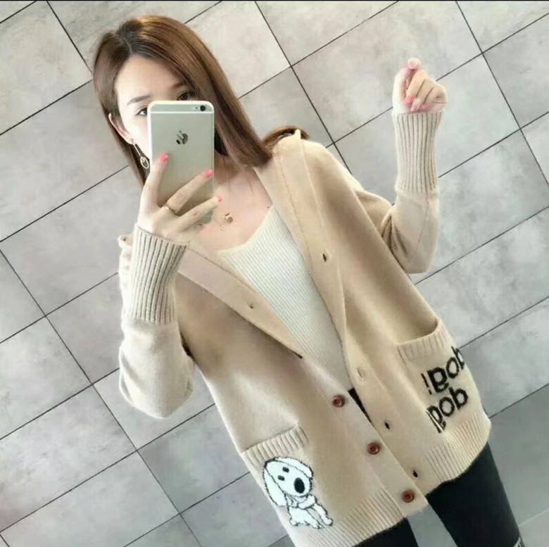 Women's Thickened Knitted Hooded Cardigan Loose Fit 4 Women's Thickened Knitted Hooded Cardigan Loose Fit - Image 4
