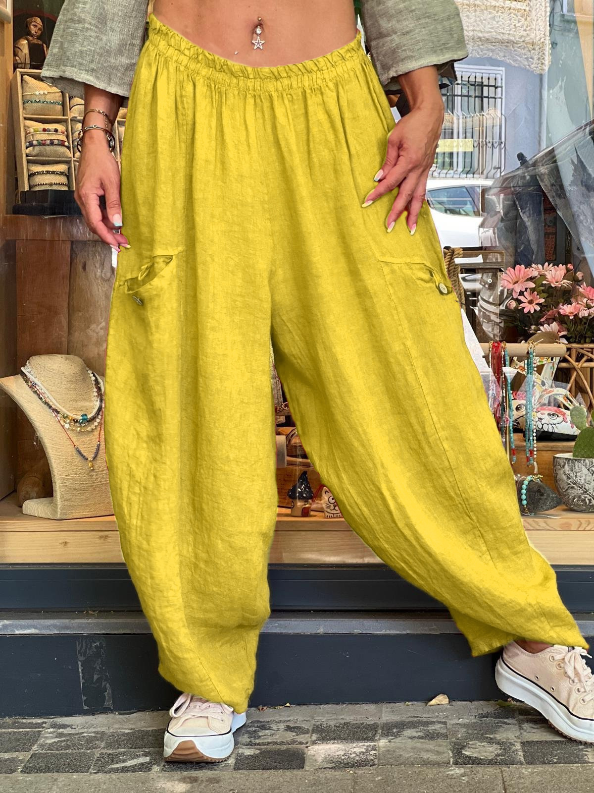 AutumnWinter Cotton-Linen Womens Long Solid-Color Pockets Loose Pants 10 AutumnWinter Cotton-Linen Womens Long Solid-Color Pockets Loose Pants - Image 10