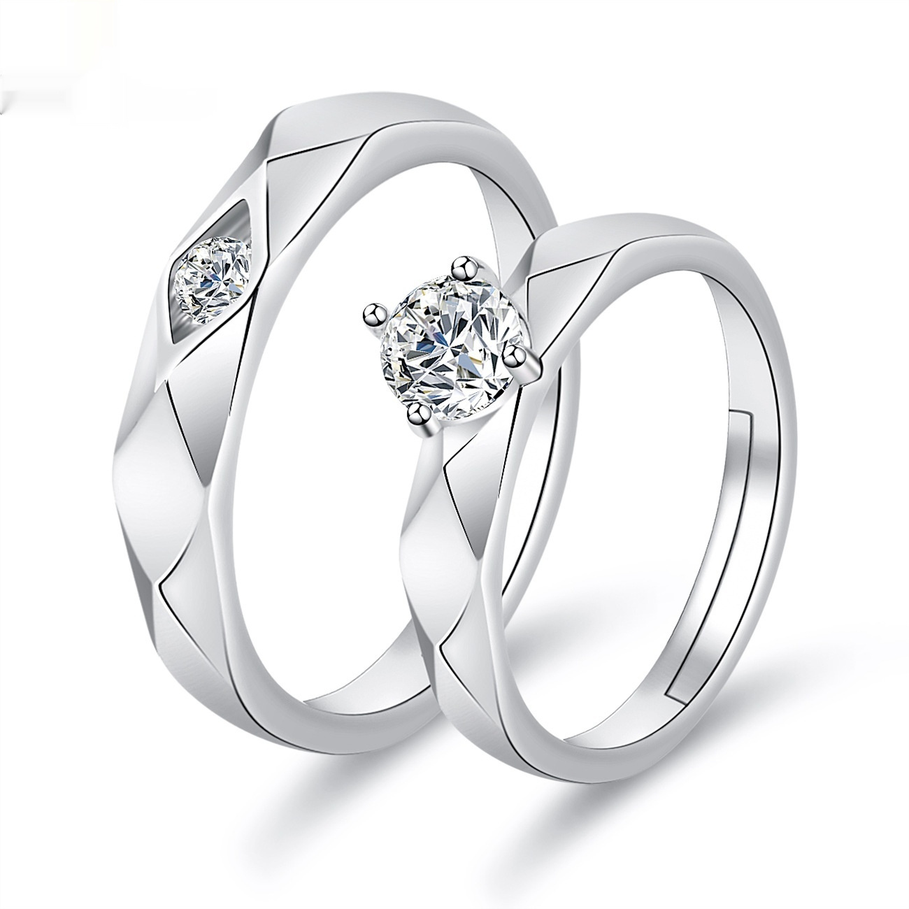Moissanite Engagement Couple Couple Rings 8 Moissanite Engagement Couple Couple Rings - Image 8