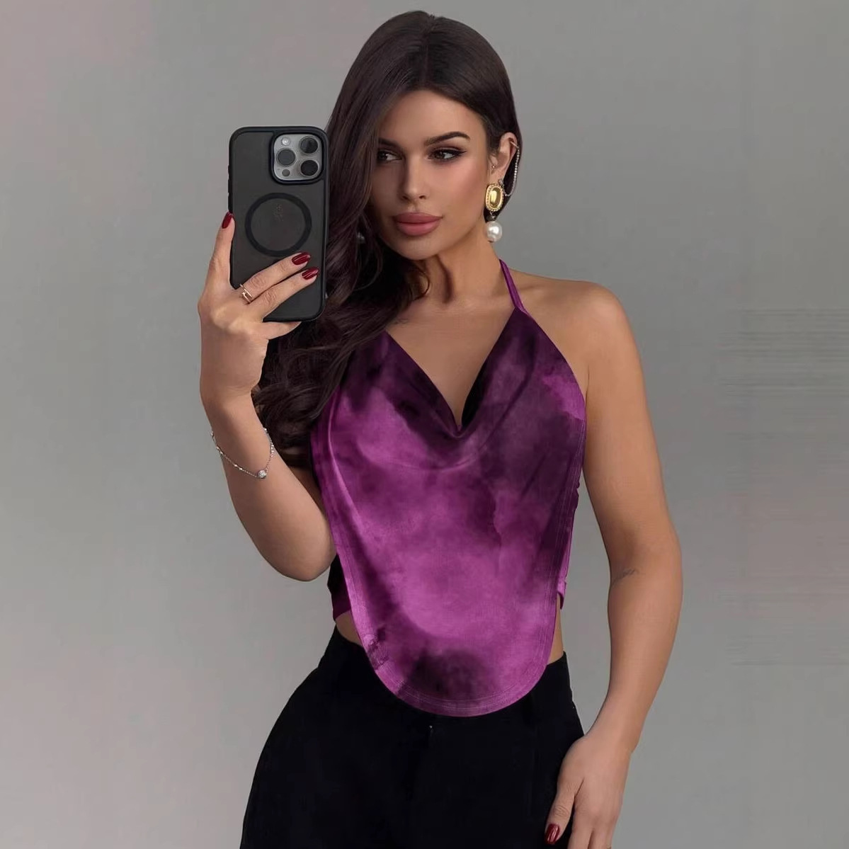 Y2K Halter Neck V-Neck Backless Camisole 5 Y2K Halter Neck V-Neck Backless Camisole - Image 5