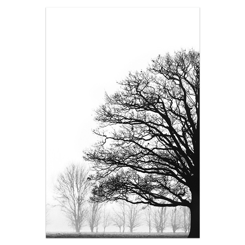 Black And White Winter Trees Modern Sofa Background Wall Decorative Painting 3 Black And White Winter Trees Modern Sofa Background Wall Decorative Painting - Image 3