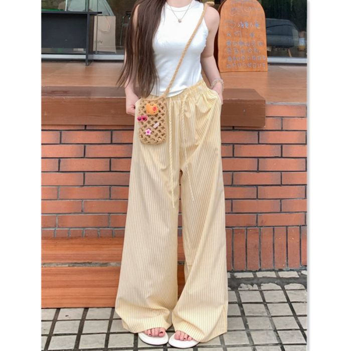 Niche Drawstring Elastic-waist Floor-length Pants 3 Niche Drawstring Elastic-waist Floor-length Pants - Image 3