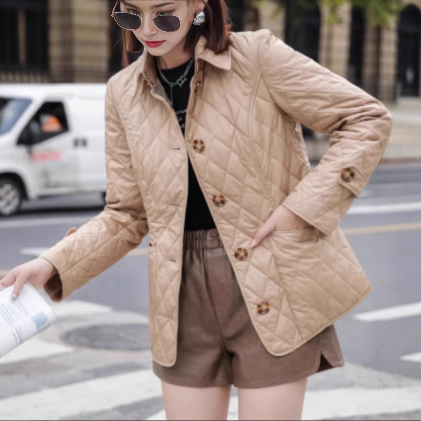 Women's Slim-Fit Diamond-Quilted Cotton Padded Jacket 2 Women's Slim-Fit Diamond-Quilted Cotton Padded Jacket - Image 2