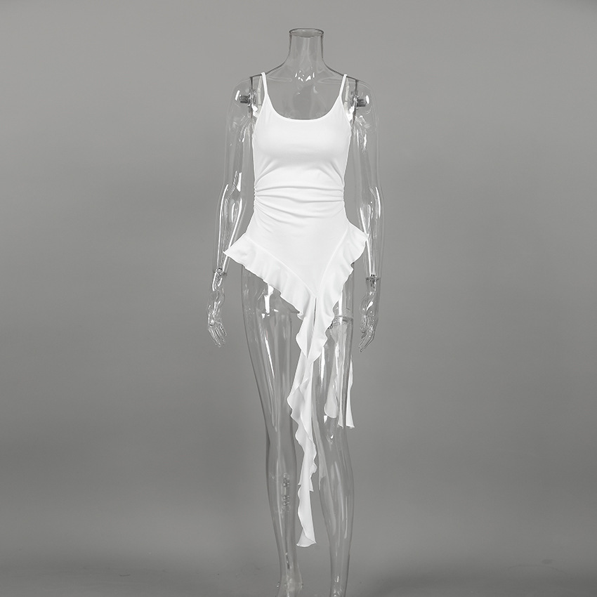 White Fitted Ruffled Ribbon Irregular Vest 9 White Fitted Ruffled Ribbon Irregular Vest - Image 9