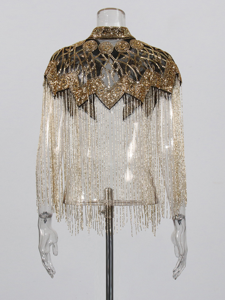 Heavy-duty Beaded Tassel Design Shawl Coat 2 Heavy-duty Beaded Tassel Design Shawl Coat - Image 2