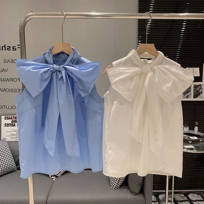 Light-luxury Chic Niche Round-neck Sleeveless Top With Tie-up Bow Detail 3 Light-luxury Chic Niche Round-neck Sleeveless Top With Tie-up Bow Detail - Image 3