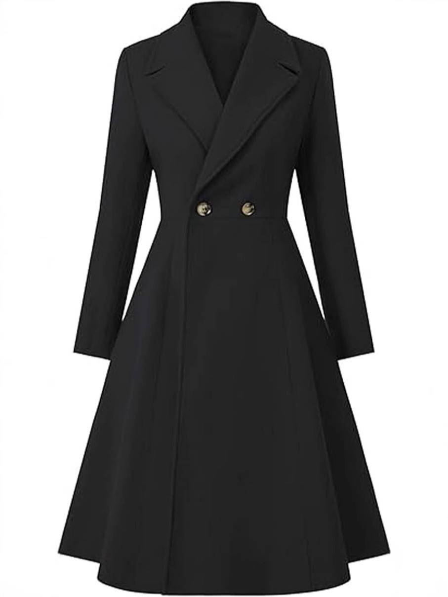 Women's Long Lapel Double Breasted Trench Coat 2 Women's Long Lapel Double Breasted Trench Coat - Image 2