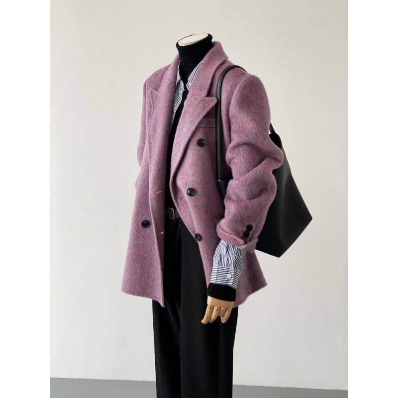 Women's Solid-Color Short Loose-Fit Double-Faced Cashmere Coat 9 Women's Solid-Color Short Loose-Fit Double-Faced Cashmere Coat - Image 9