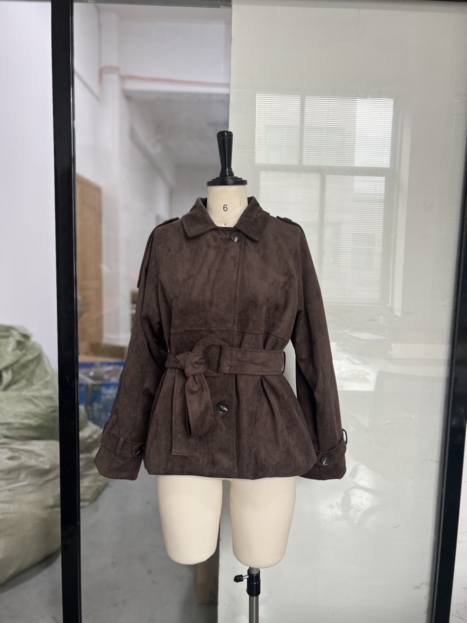 Retro Brown Lace-Up Suede Jacket For Women 5 Retro Brown Lace-Up Suede Jacket For Women - Image 5