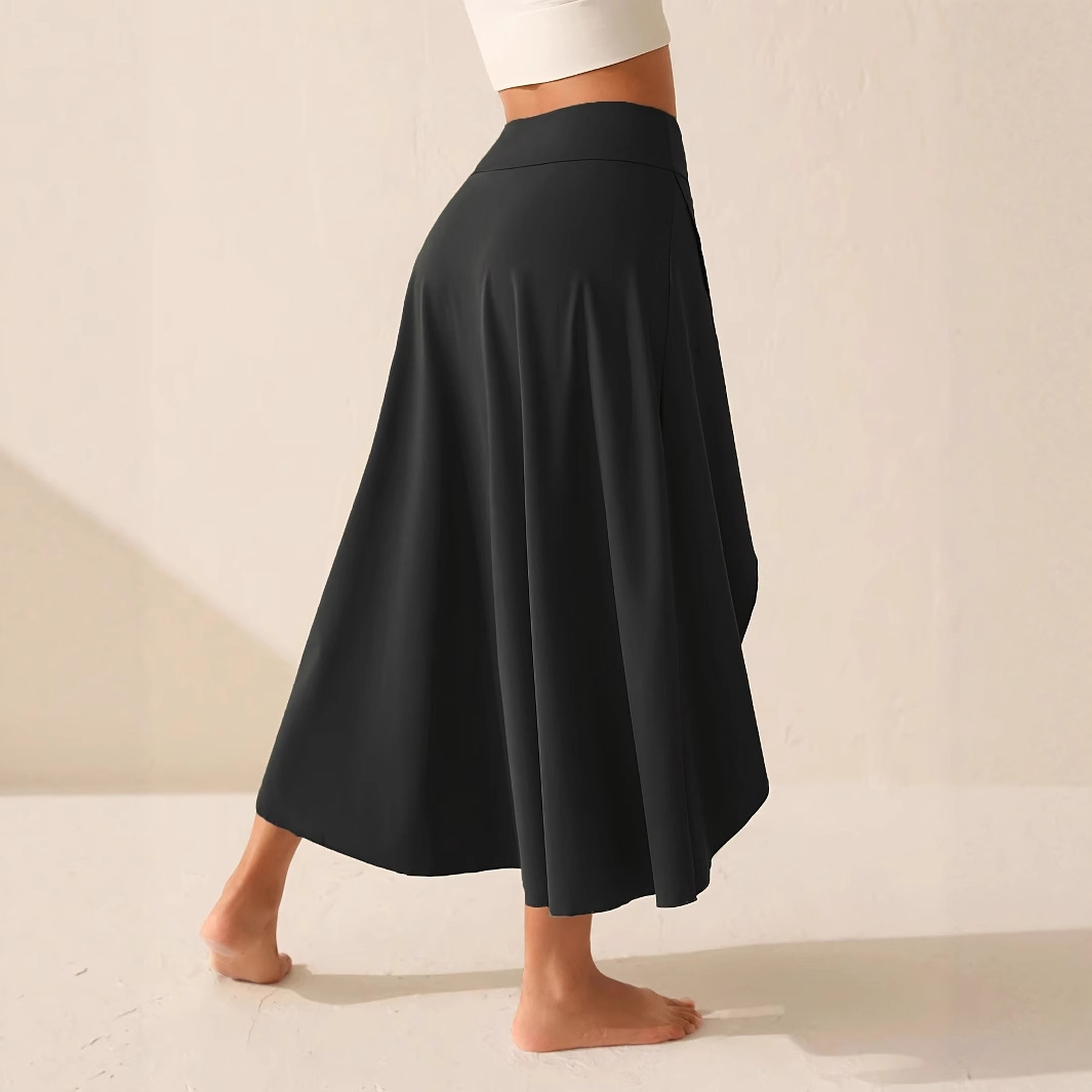 Elegant Flowing Solid-Colored Midi Skirt With Ruffle Trim 5 Elegant Flowing Solid-Colored Midi Skirt With Ruffle Trim - Image 5
