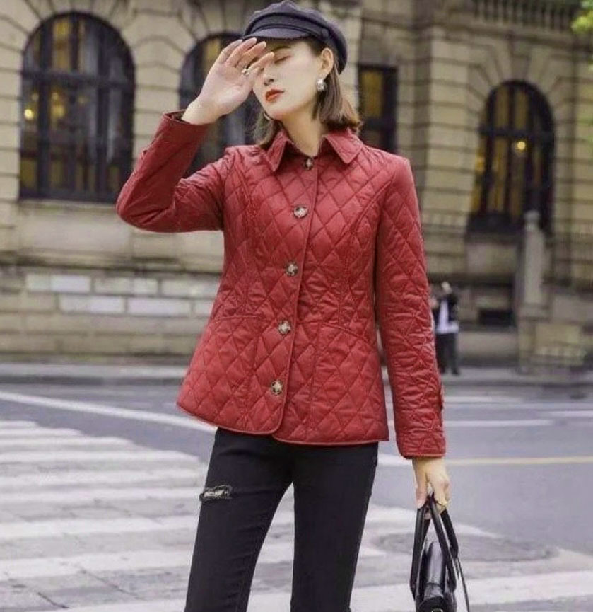 Women's Slim-Fit Diamond-Quilted Cotton Padded Jacket 7 Women's Slim-Fit Diamond-Quilted Cotton Padded Jacket - Image 7
