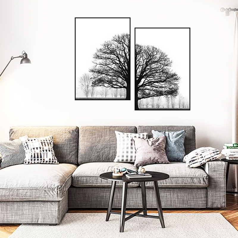 Black And White Winter Trees Modern Sofa Background Wall Decorative Painting 1 Black And White Winter Trees Modern Sofa Background Wall Decorative Painting